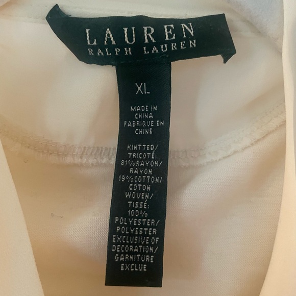 Lauren Ralph Lauren Sleeveless Cream Top with Neck Tie, Size XL - Picture 4 of 5